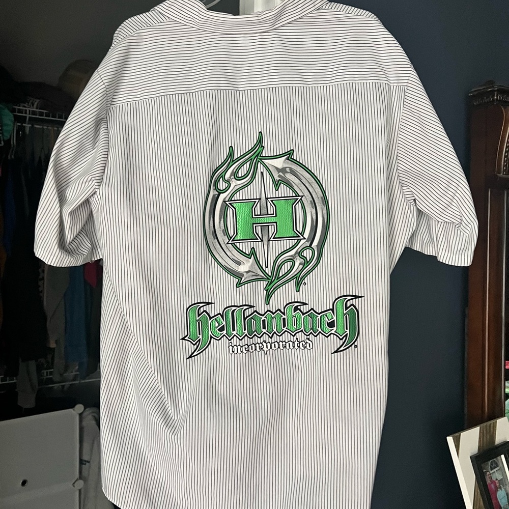 Striped White and Green Men's Shirt